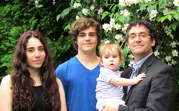 Family picture  Camille (17), Stephen (15), Adele (14 months) and their dad, Martin Liard.