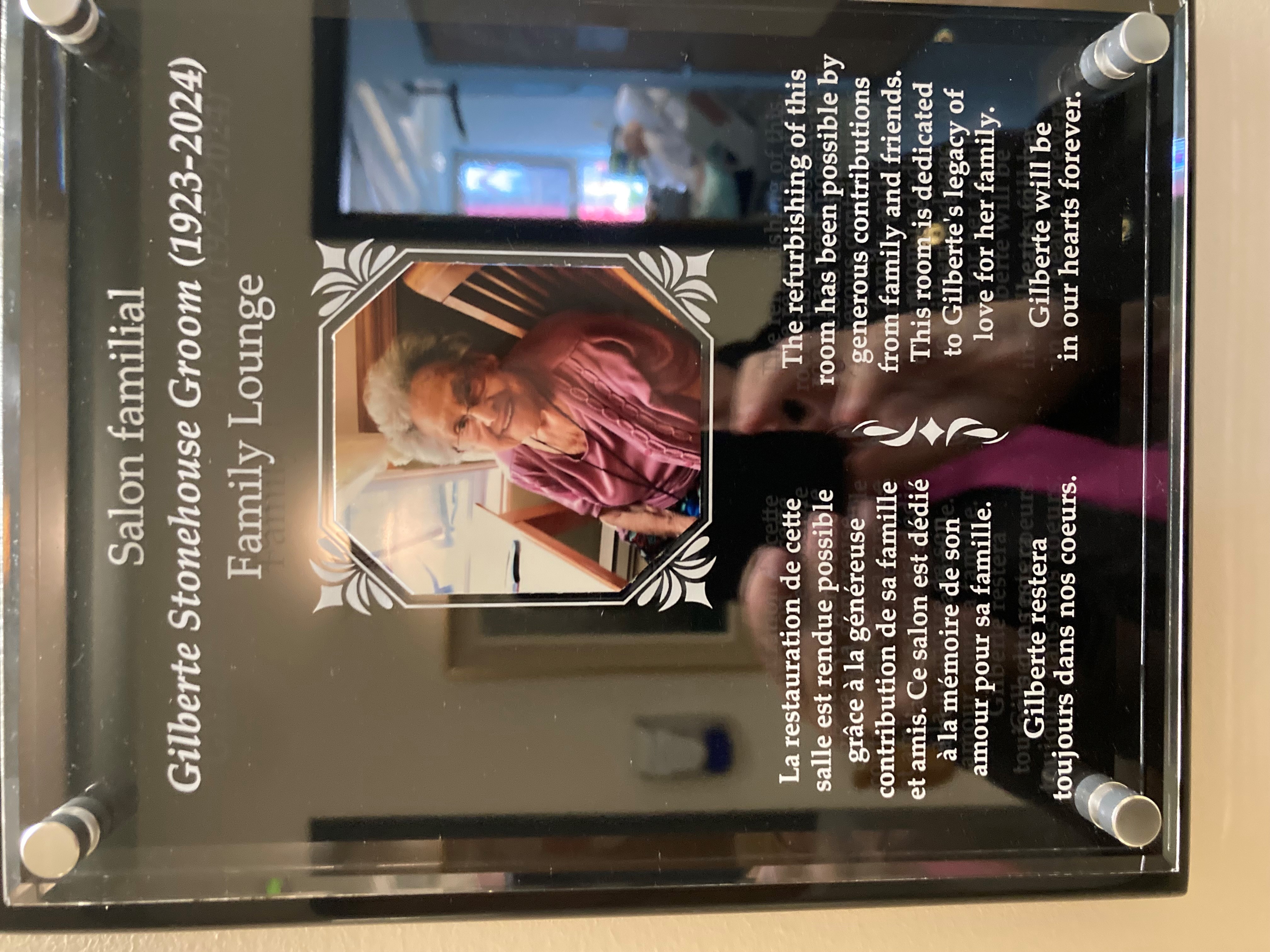 Honouring Mrs. Gilberte Stonehouse