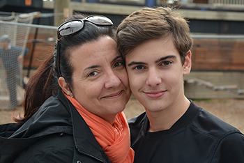 Julie Boisvenue whith her son Justin