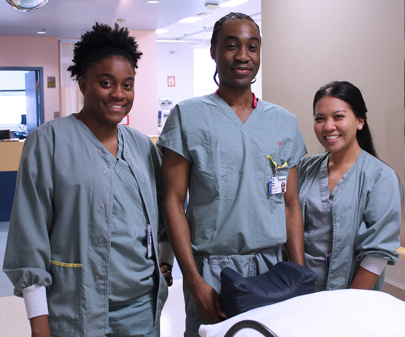 From left to right: Falonne, nurse; Sean, PAB; Claricel, nurse clinician
