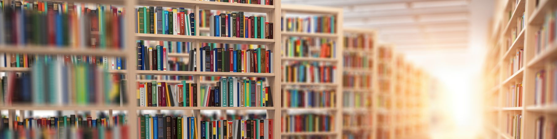 Resources banner with image of books on shelves