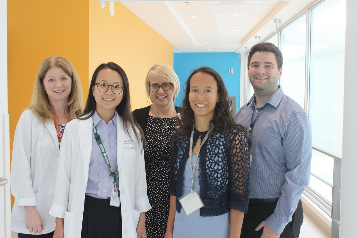 From left to right: Gynecologic-Oncology: Joanne Power, clinical nurse specialist; and Dr. Ziggy Zeng, gynecologic oncologist; Medical Genetics: Lola Cartier, clinical manager; Laurence Baret and Evan Weber, genetic counsellors. Absent: Dr. William Foulkes, medical geneticist; Dr. Lucy Gilbert and Dr. Kris Jardon, gynecologic oncologists; Laura Palma, genetic counsellor; and Enza Ambrosio, pivot nurse.