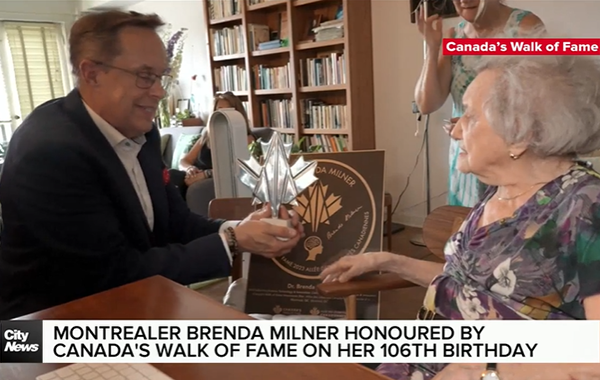 Neuropsychologist Brenda Milner honoured by Canada’s Walk of Fame on her 106th birthday
