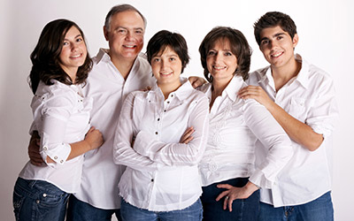 Joanna says she’s lucky to be able to count on her family’s support. From left to right: sister Helen, father Yannis, Joanna, mother Julie and brother George.