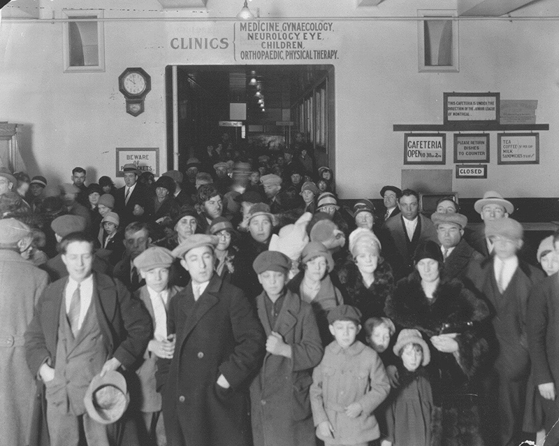 Crowded cafeteria at the MGH, circa 1920