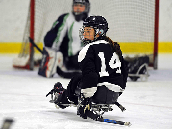 Raphaëlle on the ice while at a tournament in Brampton, Ontario